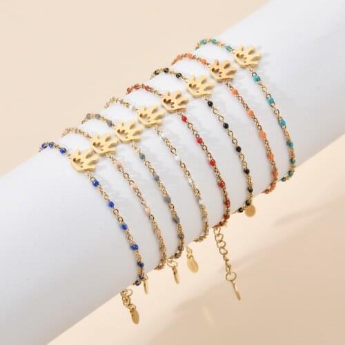 ZMZY Boho Style Stainless Steel Chain Bracelets For Women Cute Crown Bracelet Beads Bracelet Femme Girls Jewelry Gift