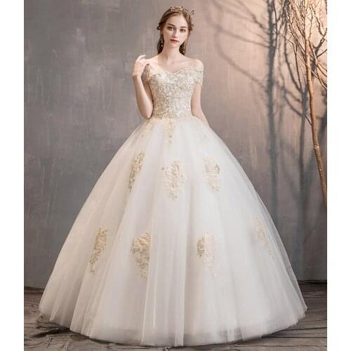 Boat Neck Organza Vintage Vestidos De Novia 2021 Bridal Gowns Ball Gown Lace Applique Wedding Dress Robe De Mariee Trouwjurk
