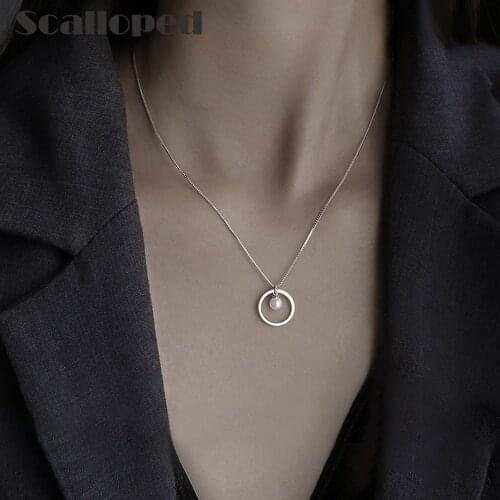 Scalloped European Simple Geometric Pearl Necklace Choker 2020 New Fashion Pendant Necklaces Temperament Women Jewelry Wholesale