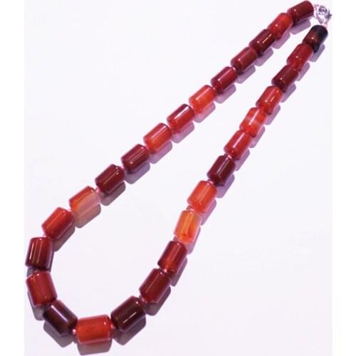 1 Strand/28Pcs 13x10mm Wholesale Fashion DIY Jewelry Natural Red Agate Cylindrical Shape Pendant Necklace Length 210mm S1115