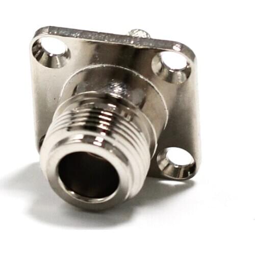 1pc N female RF Coax Connector Crimp RG58,RG142,RG400,LMR195 Cable Straight,4-hole panel mount Nickelplated NEW wholesale