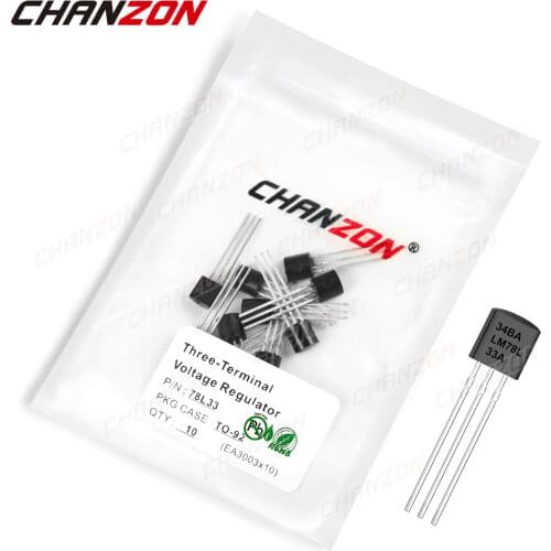 10Pcs 78L33 TO-92 Three-Terminal Voltage Regulator Transistor Bipolar Junction BJT Tube Fets Integrated Circuits