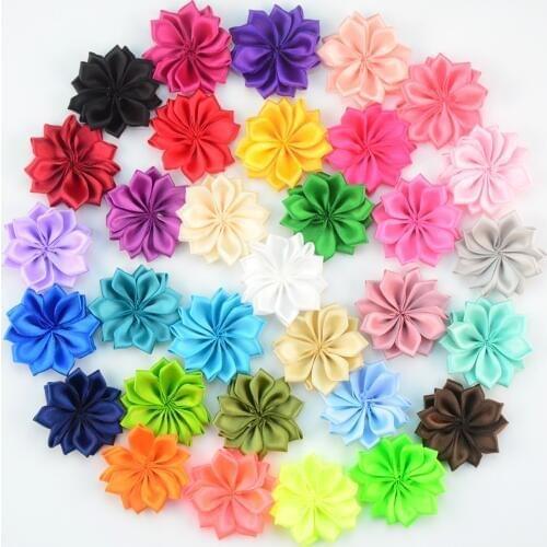 100pcs/lot 4.5cm Multilayer Little Satin Ribbon Fabric Flower Child Apparel and Headband Popular Accessories 40 Colors TH218