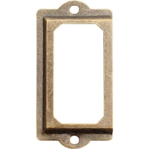 12Pcs Antique Brass Metal Label Pull Frame Handle File Name Card Holder