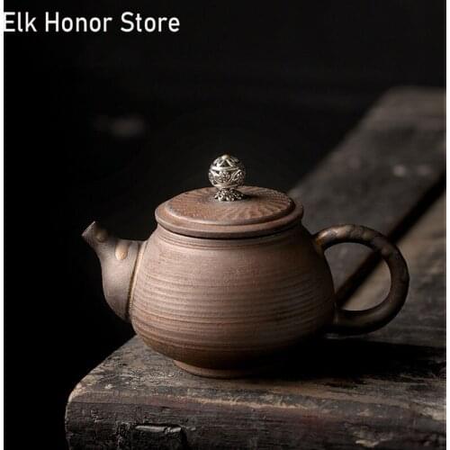 150ml Retro Coarse Ceramic Xishi Teapot Handmade Japanese Style Porcelain Household Teakettle With Filter Kung Fu Pu'er Teaset