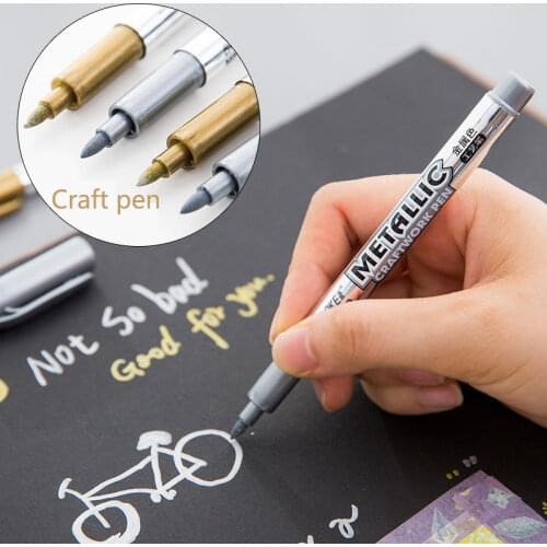 2Pcs/lot DIY Metal Waterproof Permanent Paint Art Marker Pens Gold/Silver 1.5mm Student Painting School Supplies Stationery