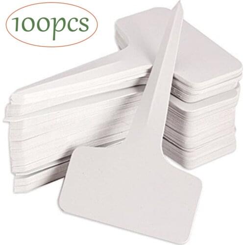 100Pcs T-Type Waterproof PVC Garden Plant Markers Plants Classification Sorting Sign Tags Plant Nursery Markers Label