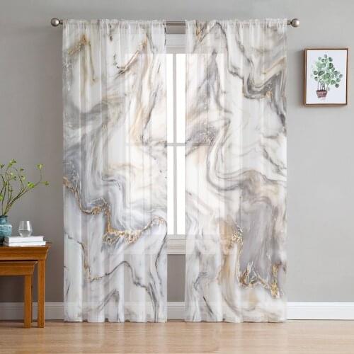 Abstract Marble Texture Modern Tulle Curtains for Living Room Bedroom Home Kitchen Window Sheer Curtains