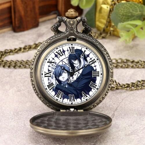 Anime Dial Vintage Pocket Watch Sweater Chain Pendant Clock Pocket Chain Antique Watches Gifts Students Retro Timepiece