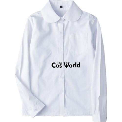 XS-5XL Mens Womens Spring Autumn Round Neck Long Sleeve Slim White Shirt Tops Blouses For JK School Uniform Student Clothes