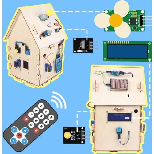 DIY Wooden House toy-Smart home IoT learning kit ,support Programming basic starter STEM Education kit