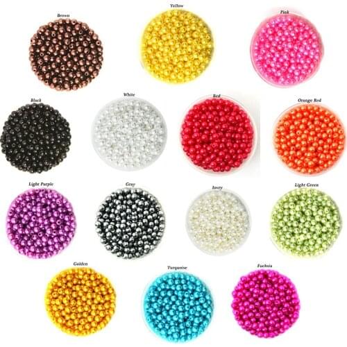 HMC 6mm 1000pcs Round Imitation Plastic Beads Pearl Beads For Jewelry Making Necklace Bracelet DIY Jewelry Findings Accessories