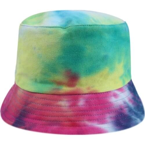 Tie Dye Basin Cap Flat Top Fashion New Korean Version Casual Gradient Color Spring Autumn FishermanS Hat Adult Cap