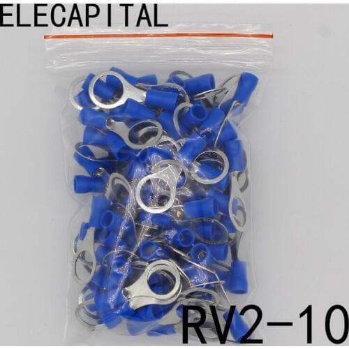 RV2-10 Blue Ring insulated terminal Cable Wire Connector suit 1.5-2.5mm cable Crimp Terminal 100PCS/Pack RV2.5-10 RV