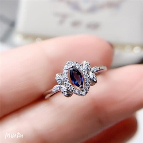 Natural Sapphire Ring Female Women925 Sterling Silver Seiko Inlaid Zircon Marquise Color Jewelry Anillos Mujer Women