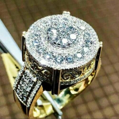 Milangirl Fashion Ring Gold Round Flower Shape Full Crystal Female Ring New Simple Girl Wedding Jewelry Factory Direct Sales