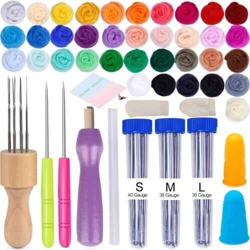 Nonvor Needle Felting Kit Wool Felt Tools Kit Handmade Wool Roving Fibre Wool For DIY Projects Needle Felting Fabric Materials