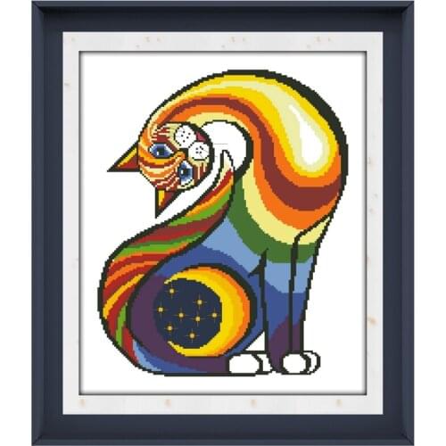 Colorful cat cross stitch kits Dreampattern embroidery needlework sets 18ct 14ct 11ct unprint cloth DIY handmade
