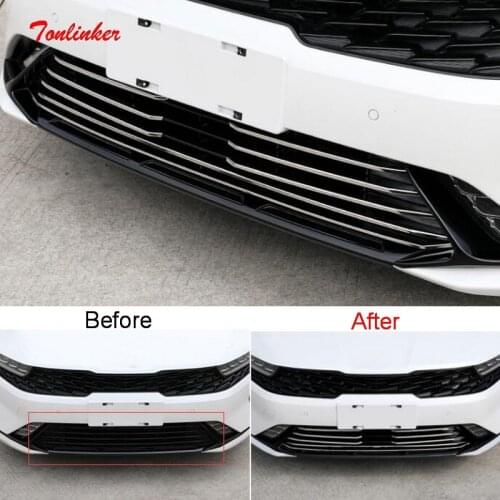 Tonlinker Exterior Front Racing Grills Cover Sticker For KIA K5 OPTIMA 2020-21 Car Styling 5/8 PCS Stainless steel Cover Sticker