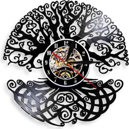 Tree of Life Wall Clock Wall Art Vintage Vinyl Record Clock Tree Wall Decoration Magic Tree Home Decor 3D LED Night Light Gift