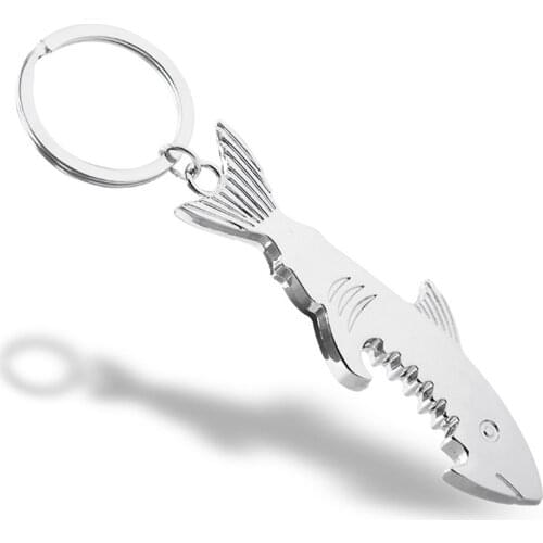 New Shark Bottle Opener Keychain shaped Zinc Alloy Beer Bottle Opener Women Men Key Ring Unique Creative Gift