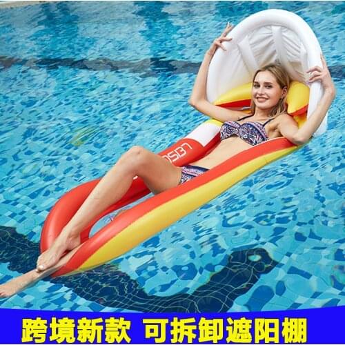 Adult Inflatable Floating Row New Sunshade With Net Water Reclining Chair Floating On Water Hammock Inflatable Floating Bed