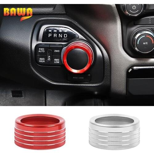 BAWA Aluminum alloy Car Gear panel Headlight Switch Button Knob Decoration Ring for Dodge RAM 2018-2021