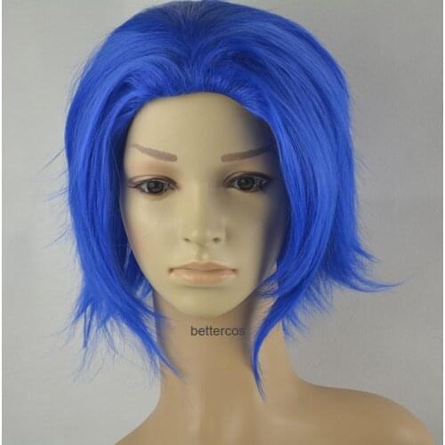 Fairy Tail Levy McGarden Cosplay Wigs Short Blue Heat Resistant Synthetic Hair Wig + Wig Cap