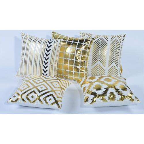 Hap-deer Bronzing Christmas Cushion Cover Gold Printed Pillow Cover Decorative Pillow Case Sofa Seat Car Pillowcase Soft