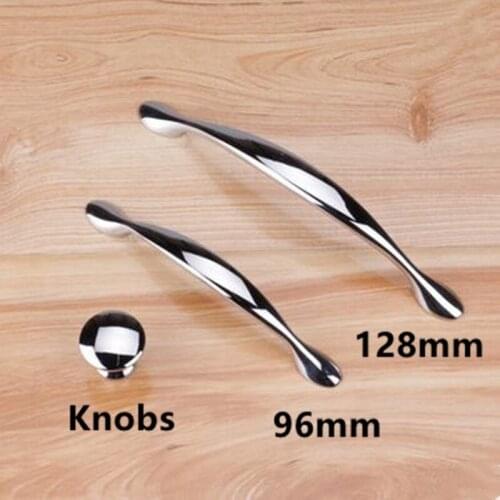 96mm 128mm modern simple fashion furniture handles shiny silver darwer cabinet pulls chrome dresser door handles 3.75" 5" pulls