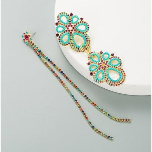 Fashion Irregular Rhinestone Crystal Long Tassel Earrings For Women Bridal Flower Drop Dangling Earrings Party Wedding Jewelry