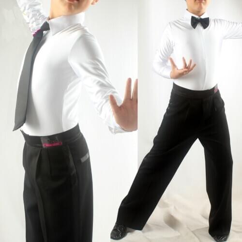 Latin Dance Top Boys White Lapel Chest Zipper Dancing Shirts Ballroom Cha Cha Rumba Samba Professional Competition Wear DNV11876