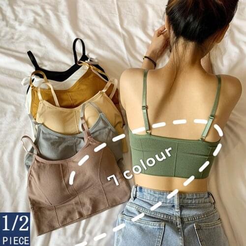 1/2pcs Women Crop Top Female Tube Top Seamless Underwear Cropped Bra Tank Top Intimates Sexy Lingerie Sports Padded Bralettes