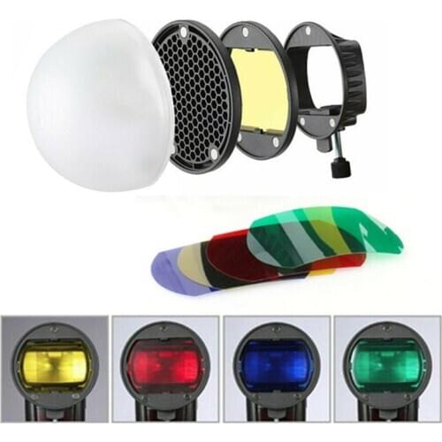 Universal Magnetic Mount Adapter Magnet Speedlight Flash Control Honeycomb Grid Reflector with 4 Color Gel Filters Diffuser Ball