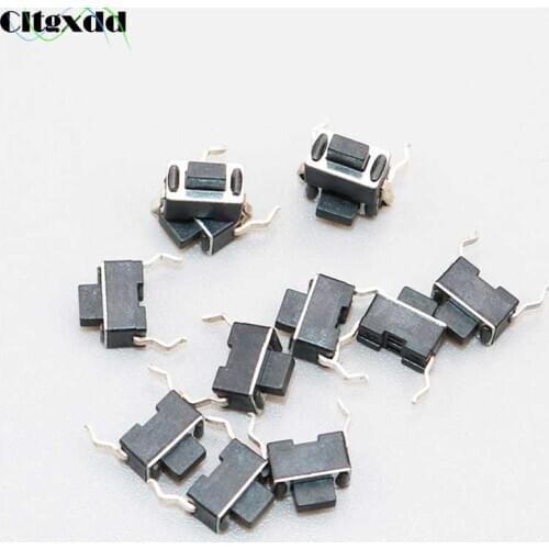 Cltgxdd 100PCS 3*6*4.3mm Vertical DIP Push Button Switch 2Pin Car Remote Control Key Commonly Used White Black Tact Micro Switch