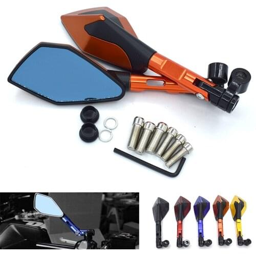 Universal motorcycle CNC Aluminum Blue Glass Rearview Mirror For KTM 390 200 125 Duke RC125 RC200 RC390 RC8 RC8R 690 Duke 1290
