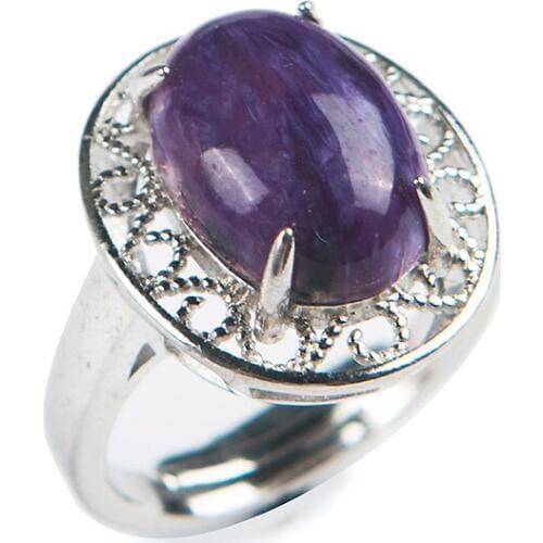 Natural Purple Charoite Crystal Adjustable Woman Charming Ring AAAA