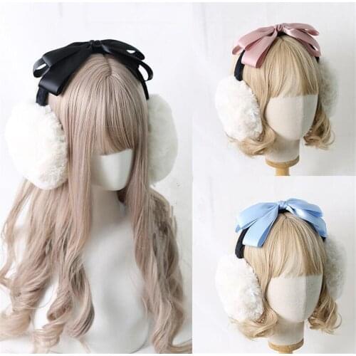 Winter Lovely Warm Ear Protection Warmers Earflap Cap Mori Girl Cute Bowknot Plush Earmuff Headband B1696