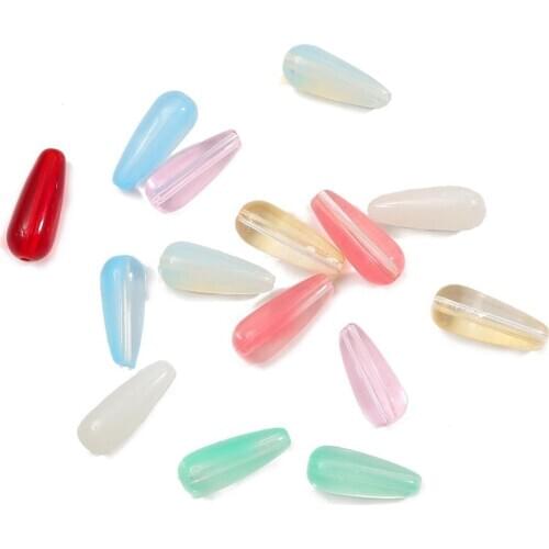 10 pcs/lot 8x19mm Multicolors Water Drop Shape Loose Spacer Glass Beads Beads DIY Jewelry Findings For Bracelet Earring Making