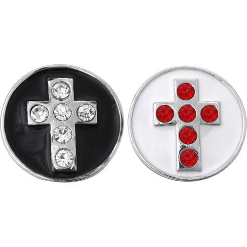 10pcs/lot High Quality Snap Button Jewelry Rhinestone Faith Cross Snap Button Fit DIY 18mm Snap Bracelet Bangle Accessories