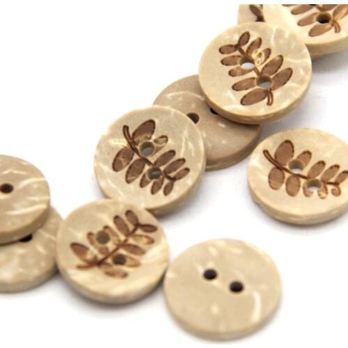 13mm Leaf Natural White Wood Coconut Buttons For Clothing Decorations Scrapbooking DIY Crafts Sewing Accessories Wholesale