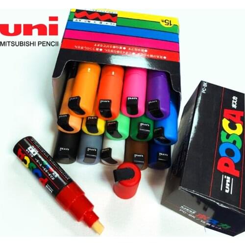 15Colors Uni POSCA Marker Pen Set PC-8K POP Poster Advertising Pen 8.0mm