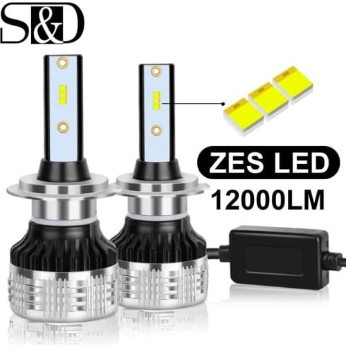 2pcs H1 H3 H4 H7 H8 H11 HB3 9005 HB4 9006 H27 880 881 LED Car Headlight Bulb with ZES Chip 12000LM 6000K Automotive Headlamp 12V