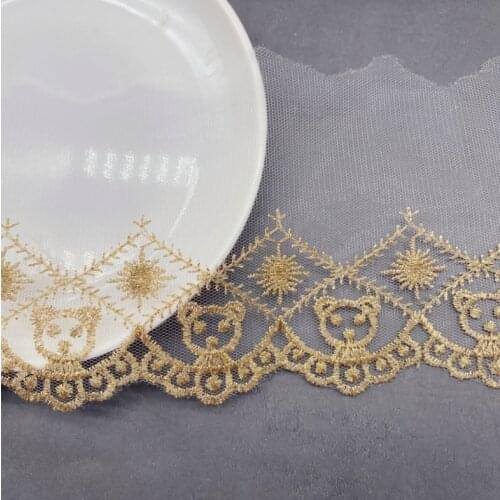 2 Yards Exquisite Vintage Gold Color 6.5cm Width Lace Trim Lace Ribbon For DIY Patchwork Craft