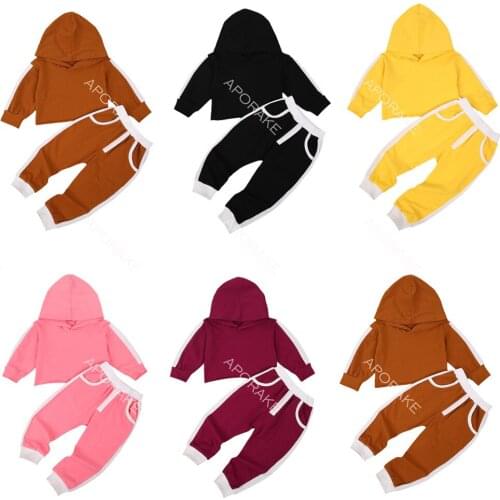 2020 0-5Y Sport Tracksuit Toddler Baby Boy Girl Clothing Striped Long Sleeve Hooded Top Sweatshirt+Long Loose Pants Fall Outfits