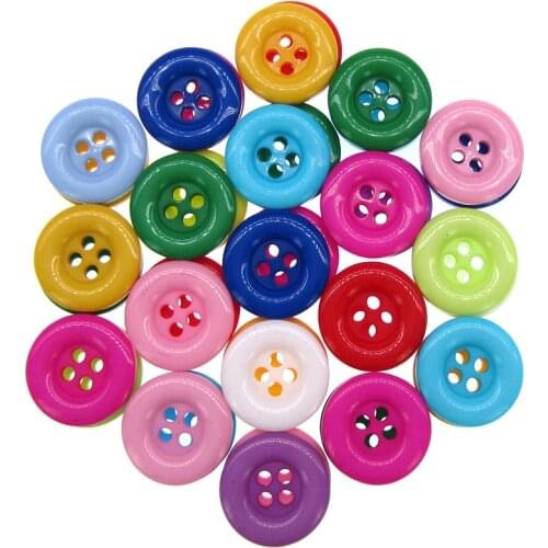 30pcs Mixed resin button sewing for craft scrapbooking DIY Decoration flower round 4-Holes buttons 18.0mm