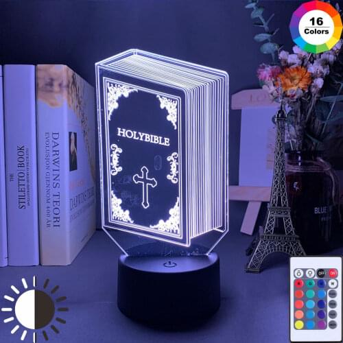 3D Optical Acrylic Night Light Lamp Book Holy Bible for Bedroom Decor Unique Christian Gift Dropshipping Usb Battery Table Lamp