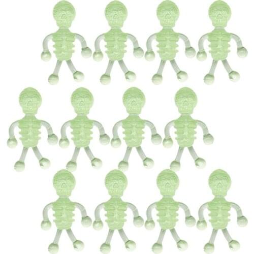 50pcs Halloween Festival Luminous Skull Skeleton Soft Skull Skeleton Prop Halloween Tricky Prop Layout Decoration Small Toys