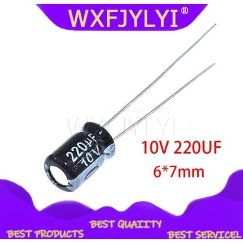 50PCS Higt quality 10V220UF 6*7mm 220UF 10V 6*7 Electrolytic capacitor