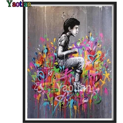 5D DIY Diamond Painting Banksy Graffiti Art Canvas Painting Graffiti Boy Full Square/round Diamond Embroidery Cross Stitch Kits